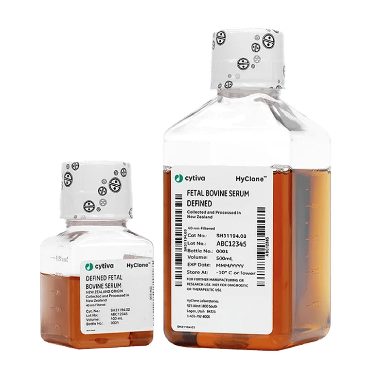 Suero fetal bovino definido HyClone™ (FBS) 500 ml, ≤ 5 EU/mL de endotoxinas ≤ 15 mg/dL de hemoglobina