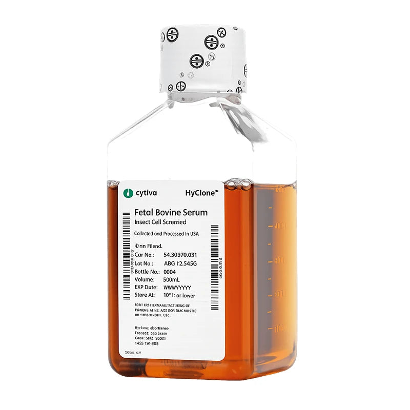 Suero fetal bovino (FBS) HyClone™ , 500 mL , USDA Import Tested Endotoxin: ≤ 25 EU/mL; hemoglobin: ≤ 25 mg/dL